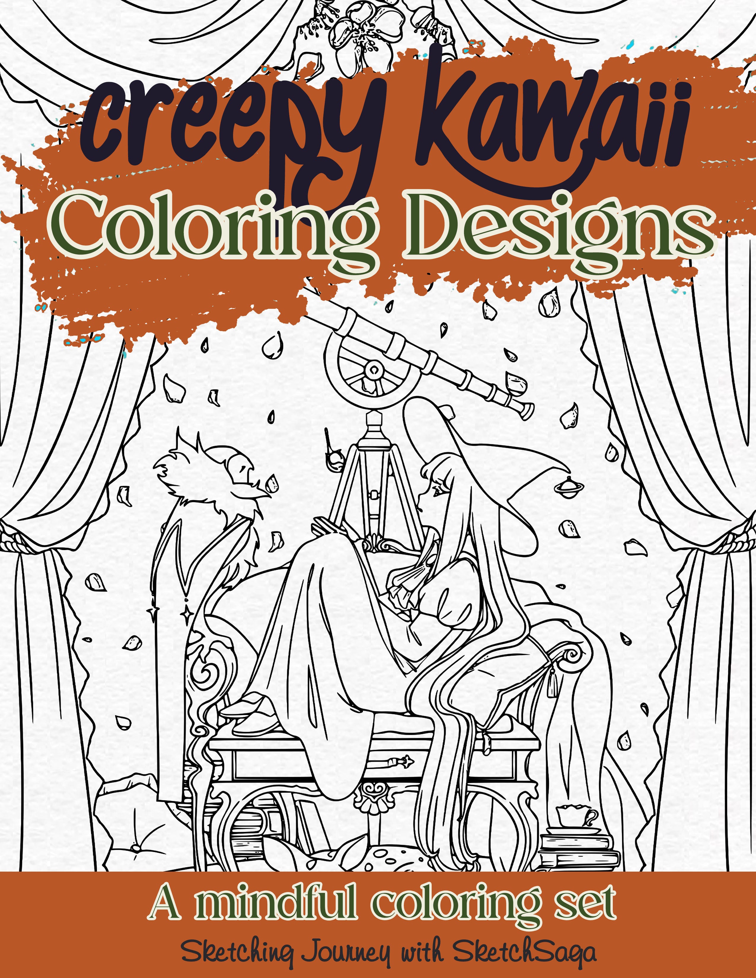 Witchy Kawaii Coloring Designs – 25 Creepy Kawaii Pages